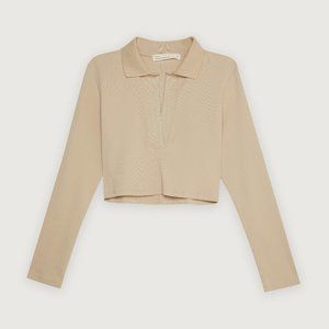 OAK + FORT Collared Crop Top